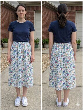 Vintage Suburban Petites Floral Midi Skirt Size 4 Multi-Color Polyester 90s
